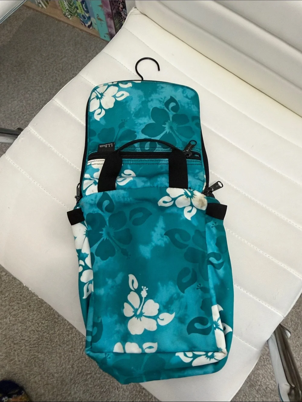 L.L. Bean Teal Floral Hanging Toiletry Bag
